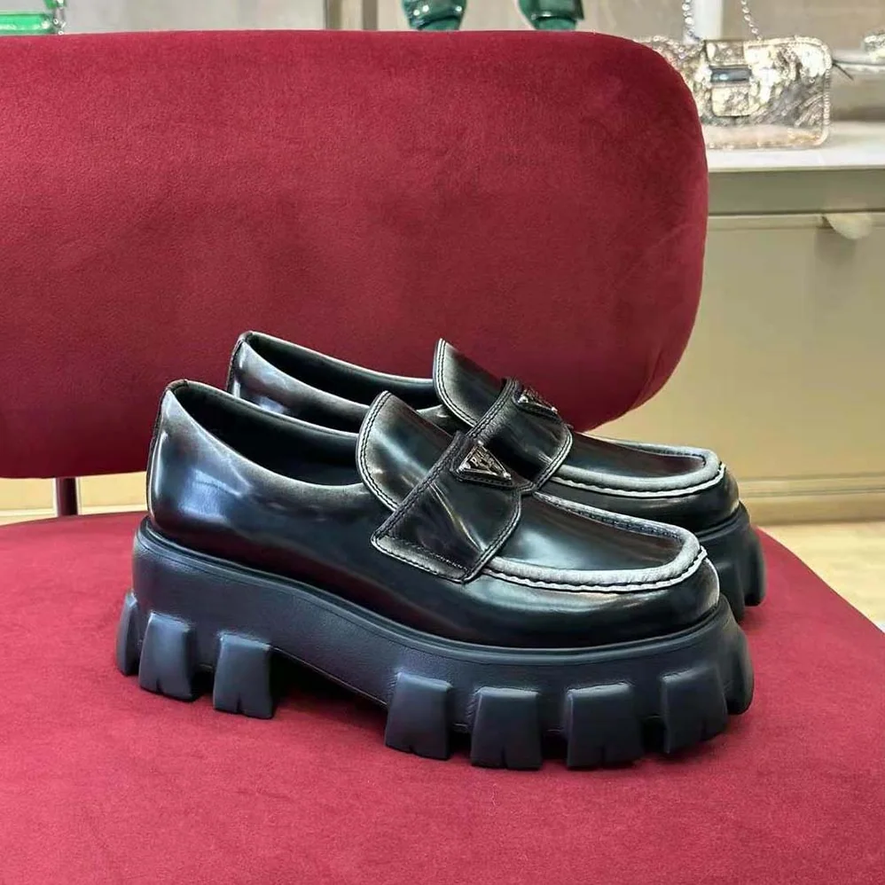Prada Monolith Nuanced Brushed Leather Loafers for Men Prada Monolith Nuanced Brushed Leather Loafers for Men