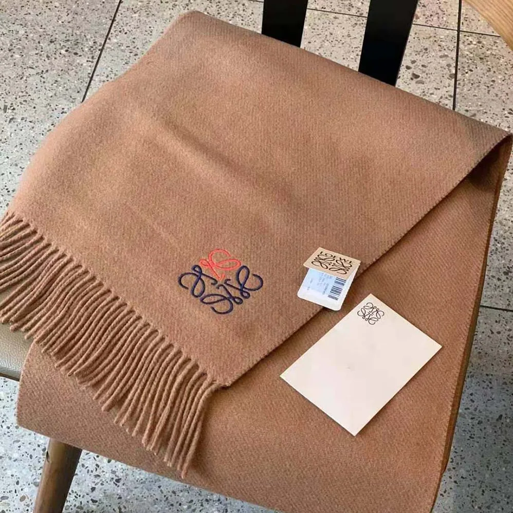 Loewe Anagram Scarf in Cashmere for Women in Brown Loewe Anagram Scarf in Cashmere for Women in Brown