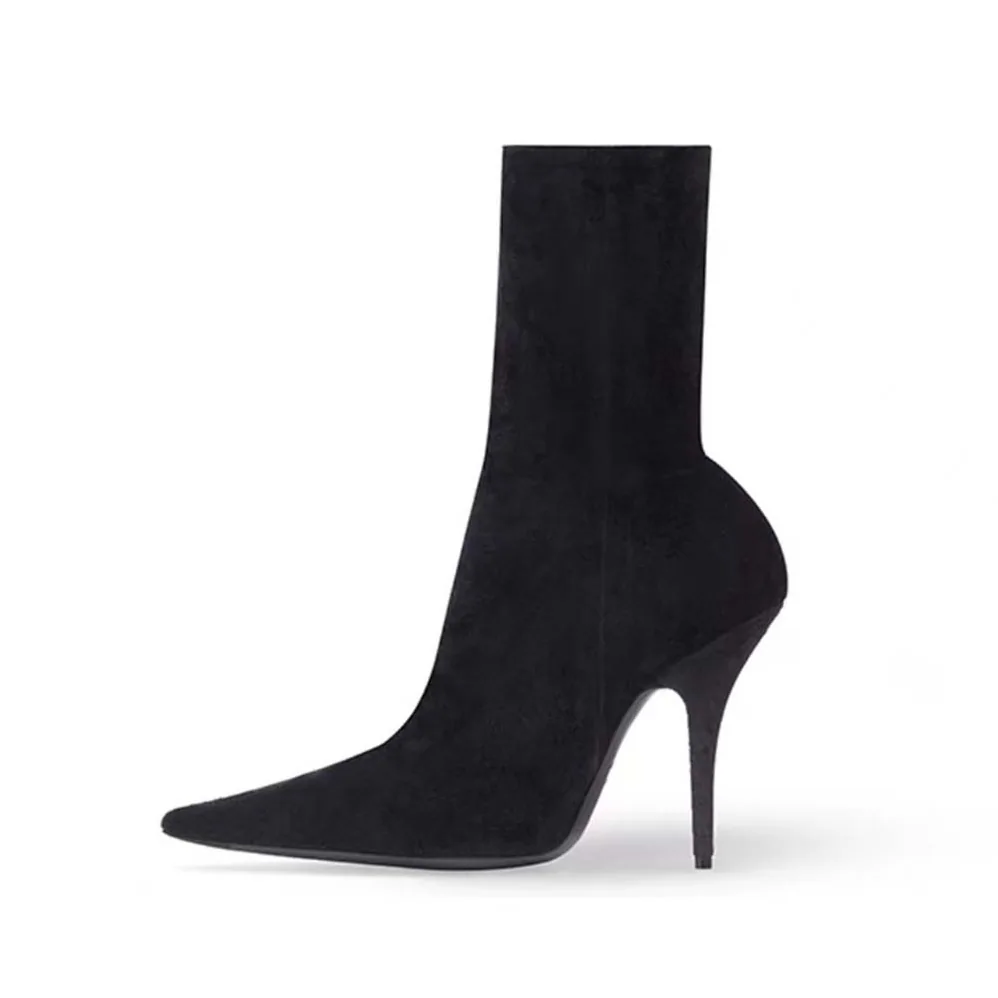 Balenciaga Knife 110mm Bootie in Black Fluid Velvet Jersey for Women Balenciaga Knife 110mm Bootie in Black Fluid Velvet Jersey for Women