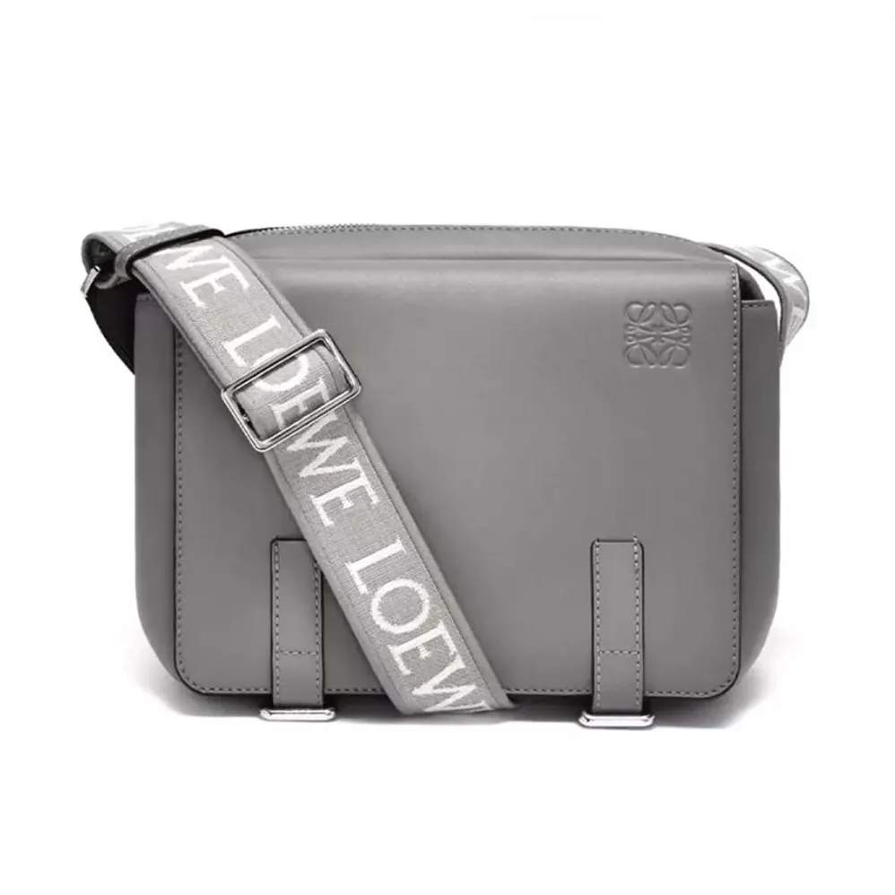 Loewe XS Military Messenger Bag in Supple Smooth Calfskin and Jacquard for Men in Grey