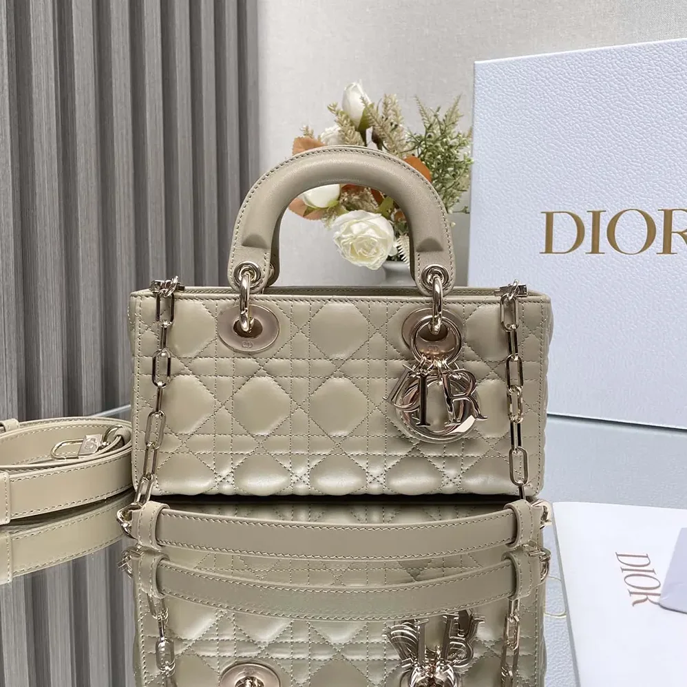 Dior Small Lady D-Joy Bag Biscuit Cannage Lambskin for Women