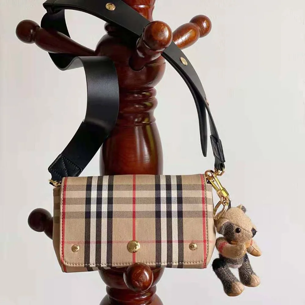 Burberry Small Vintage Check and Leather Crossbody Bag for Women in Brown Burberry Small Vintage Check and Leather Crossbody Bag for Women in Brown