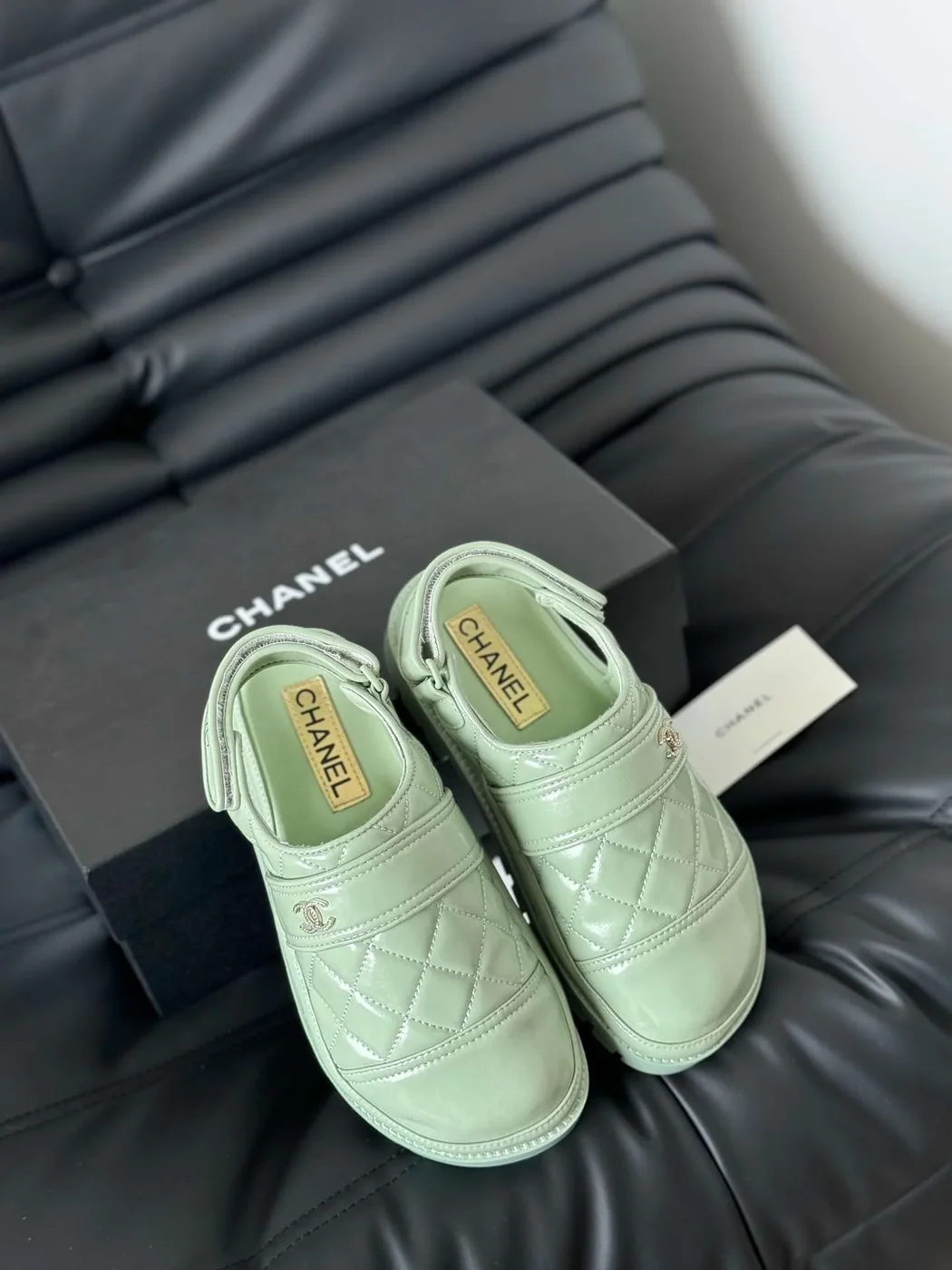 Chanel Velcro Sandal Green