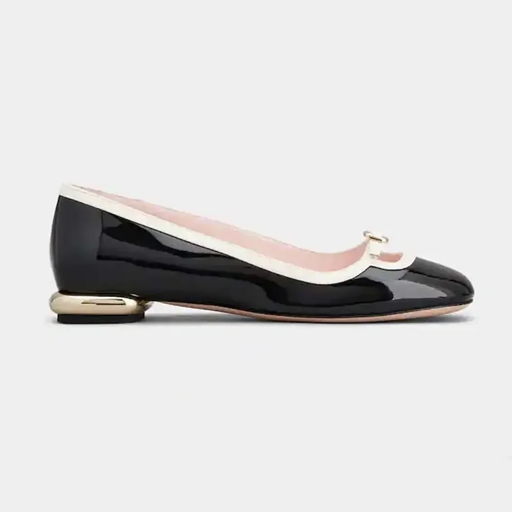 Roger Vivier Viv' Podium Ballerinas in Patent Leather for Women in Black Roger Vivier Viv' Podium Ballerinas in Patent Leather for Women in Black