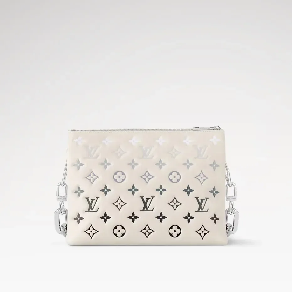 Louis Vuitton Coussin PM Shoulder Bag in Cream/Gray Silver Hardware Louis Vuitton Coussin PM Shoulder Bag in Cream/Gray Silver Hardware