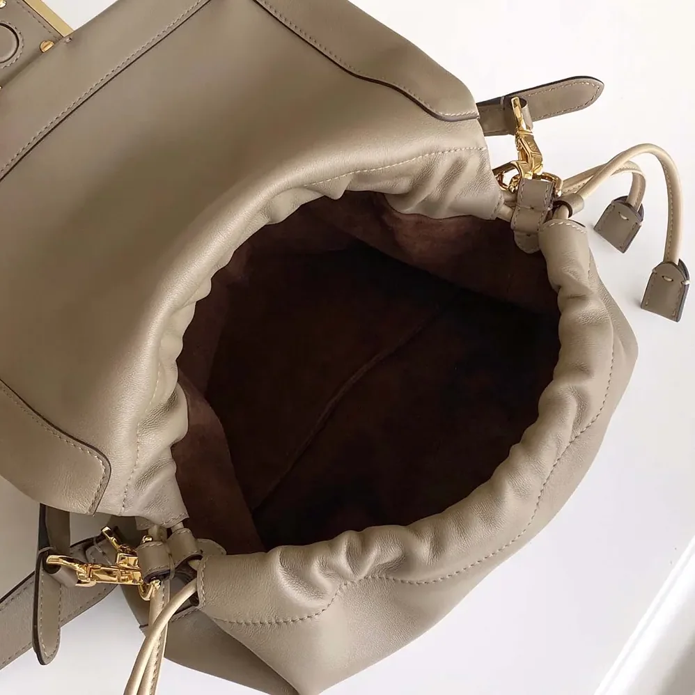 Fendi Mamma Baguette Medium Dove Gray Nappa Leather Bag for Women