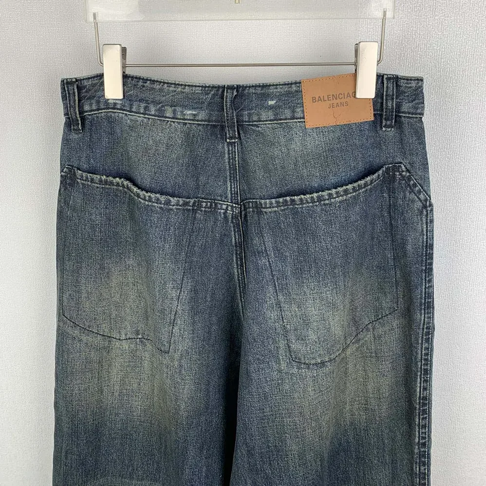 Balenciaga Minimal Baggy Pants In Dirty Grey And Light Blue Cotton Denim for Women Balenciaga Minimal Baggy Pants In Dirty Grey And Light Blue Cotton Denim for Women