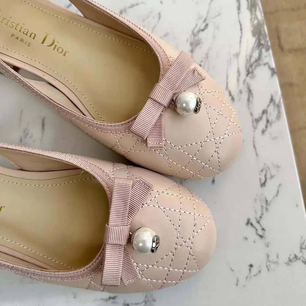 Dior Ballet Slingback Pump Nude Quilted Cannage Calfskin for Women Dior Ballet Slingback Pump Nude Quilted Cannage Calfskin for Women