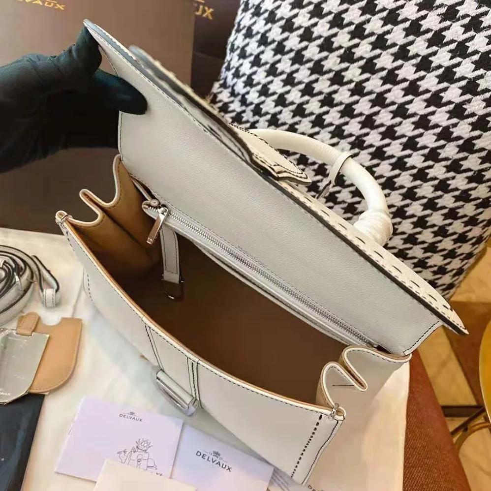Delvaux Brillant MM Surpique in Rodeo Calf for Women in White Delvaux Brillant MM Surpique in Rodeo Calf for Women in White