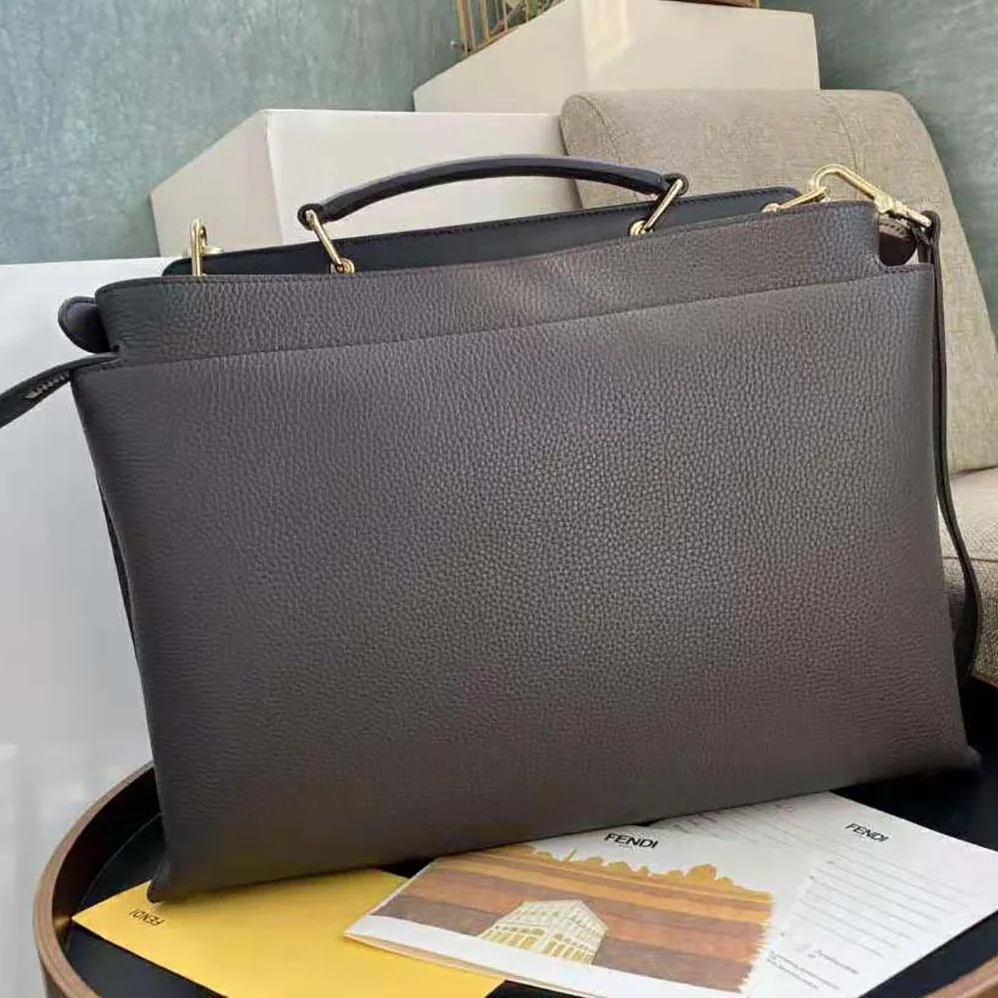 Fendi Peekaboo Iconic Essential Brown Leather Bag for Men