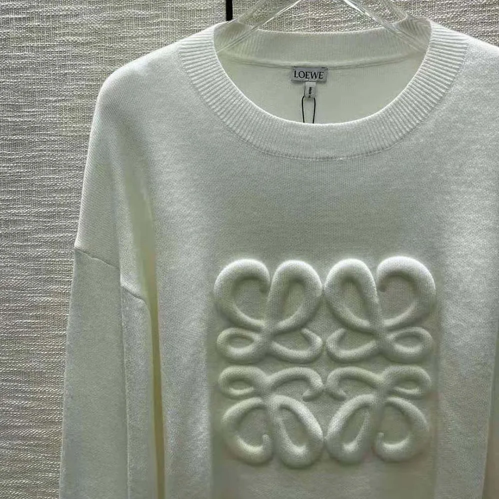 Loewe Anagram Sweater in Wool for Women in White Loewe Anagram Sweater in Wool for Women in White