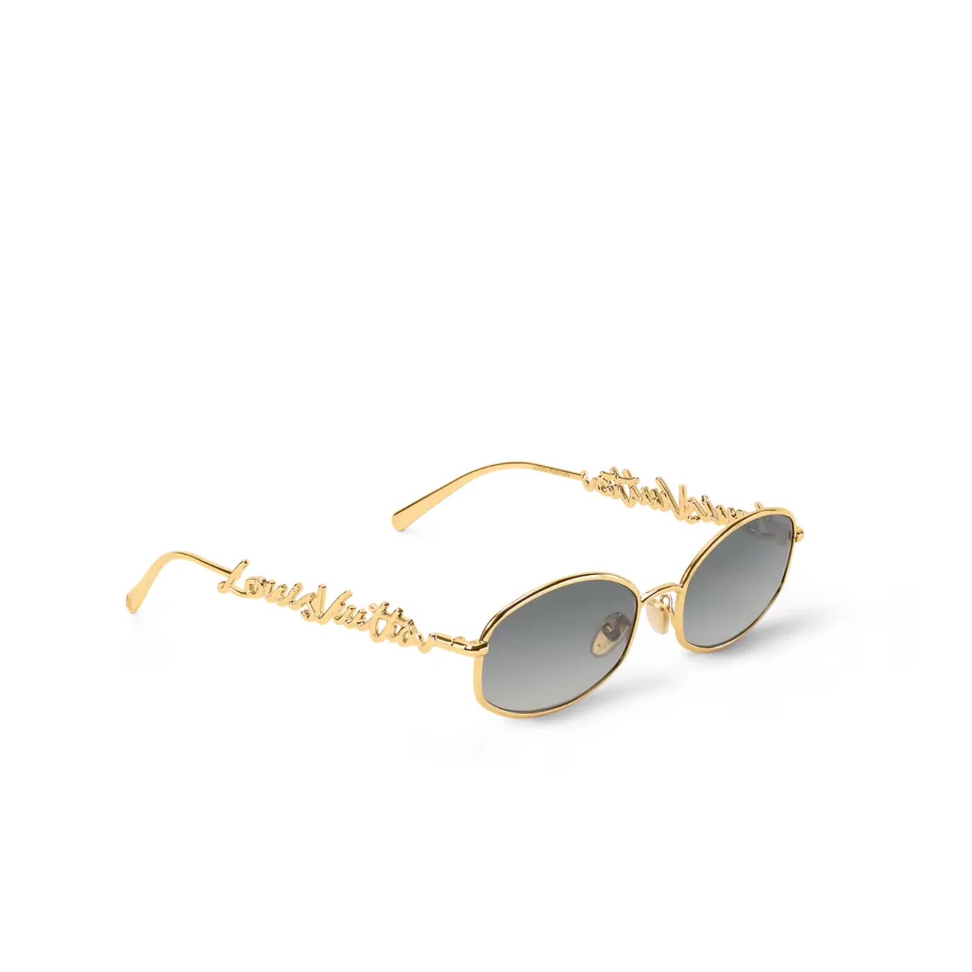 Louis Vuitton LV Script Metal Round Sunglasses Gold Hardware