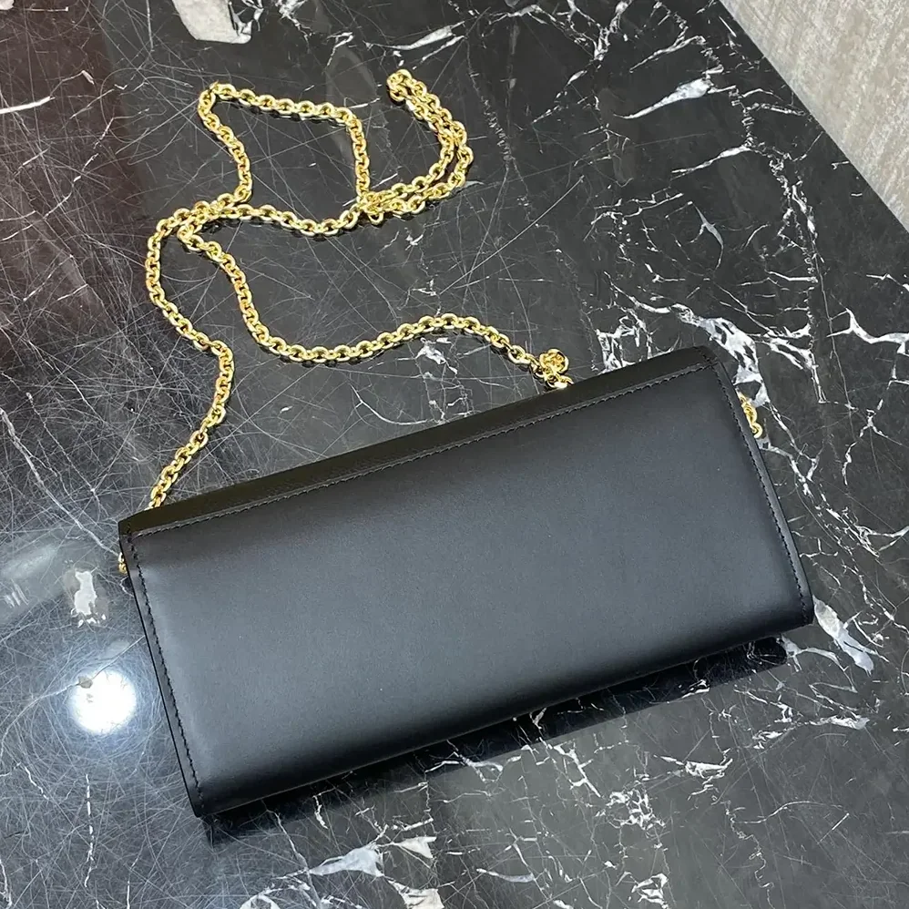 Fendi FF Diamonds Continental With Chain Black Leather Wallet for Women Fendi FF Diamonds Continental With Chain Black Leather Wallet for Women