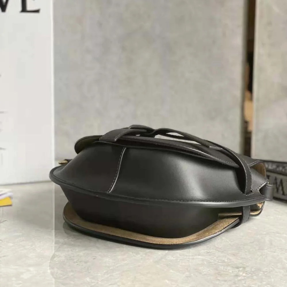 Loewe Small Gate Bag in Soft Calfskin and Jacquard for Women in Black