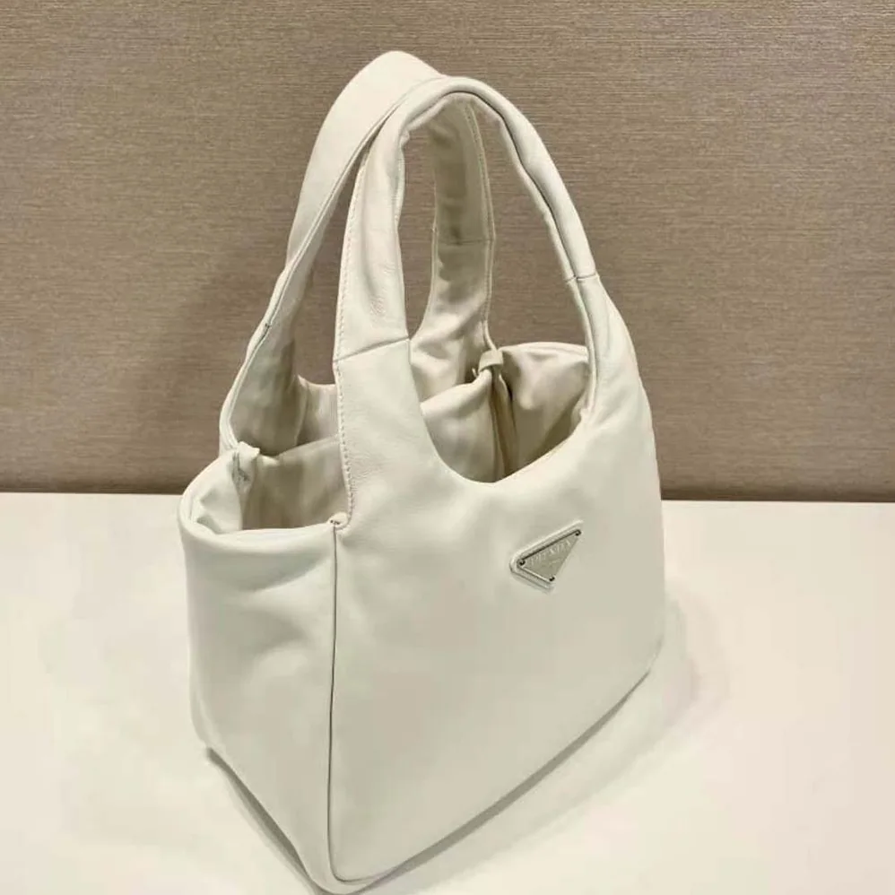 Prada Medium Padded Prada Soft Nappa Leather Bag for Women in White Prada Medium Padded Prada Soft Nappa Leather Bag for Women in White