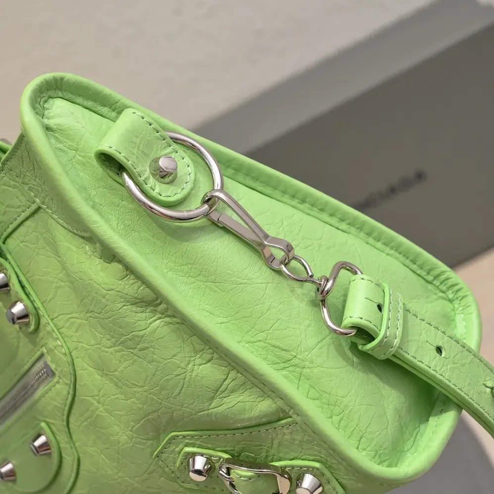 Balenciaga Le City Medium Bag in Green Arena Lambskin for Women Balenciaga Le City Medium Bag in Green Arena Lambskin for Women
