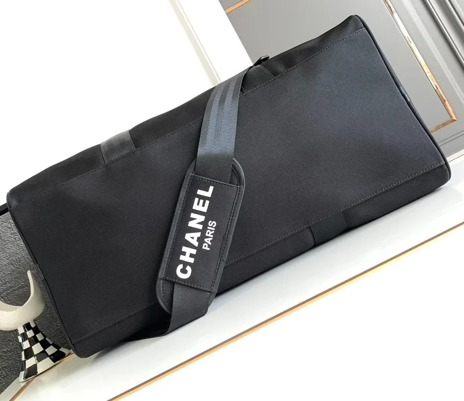Chanel CC Logo Novelty Boston Travel Bag Black /