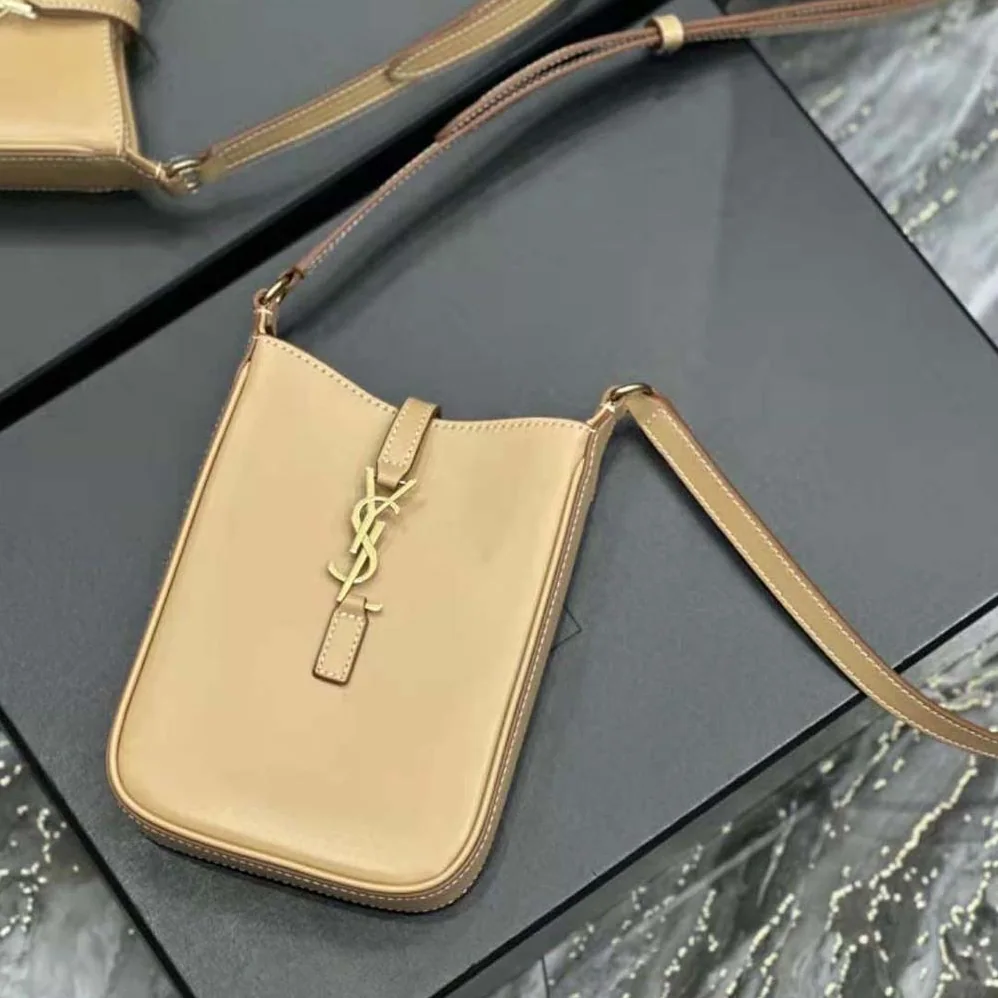 Saint Laurent YSL Le 5 à 7 Mini Vertical in Vegetable-Tanned Leather for Women in Sandy