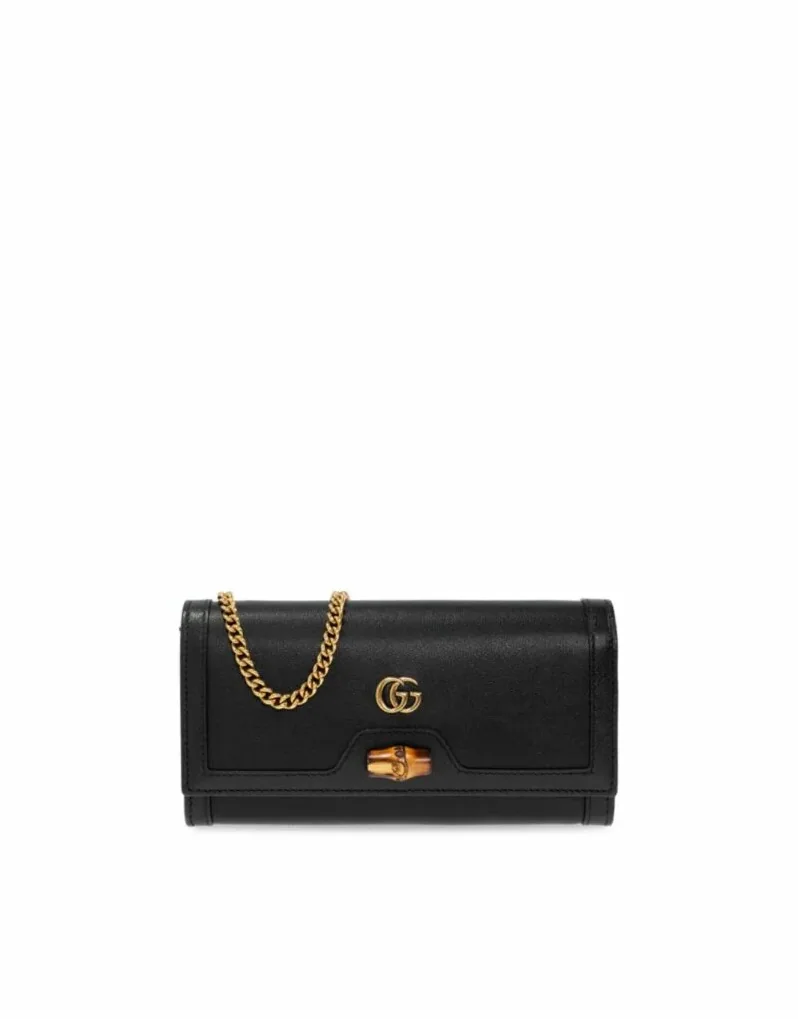 Gucci Diana Chain Wallet With Bamboo Black , / GG