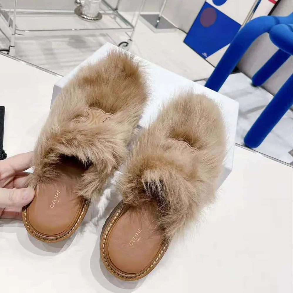 Celine Bulky Closed Mule in Lambfur for Women