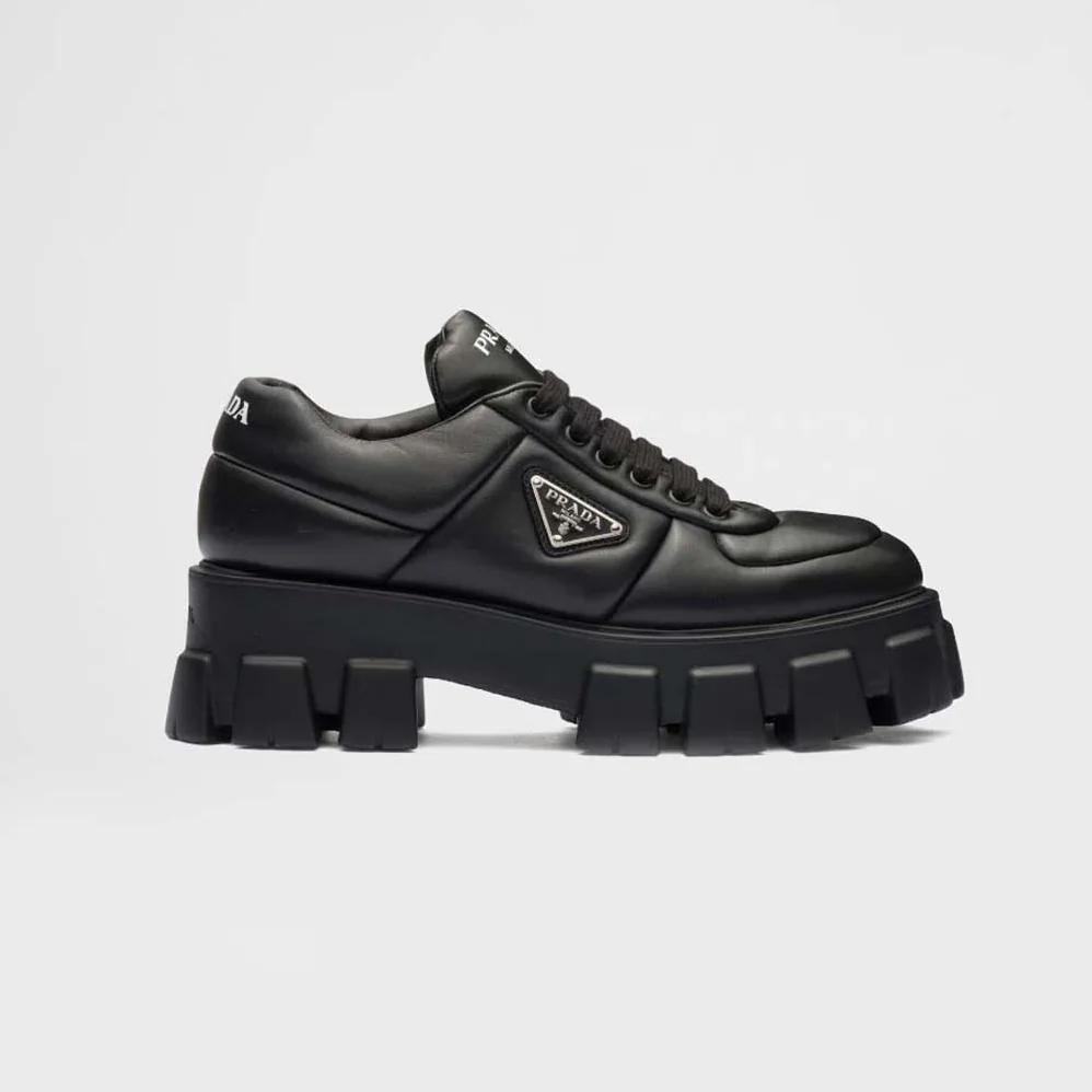 Prada Soft Padded Nappa Leather Lace-up Shoes for Women in Black Prada Soft Padded Nappa Leather Lace-up Shoes for Women in Black