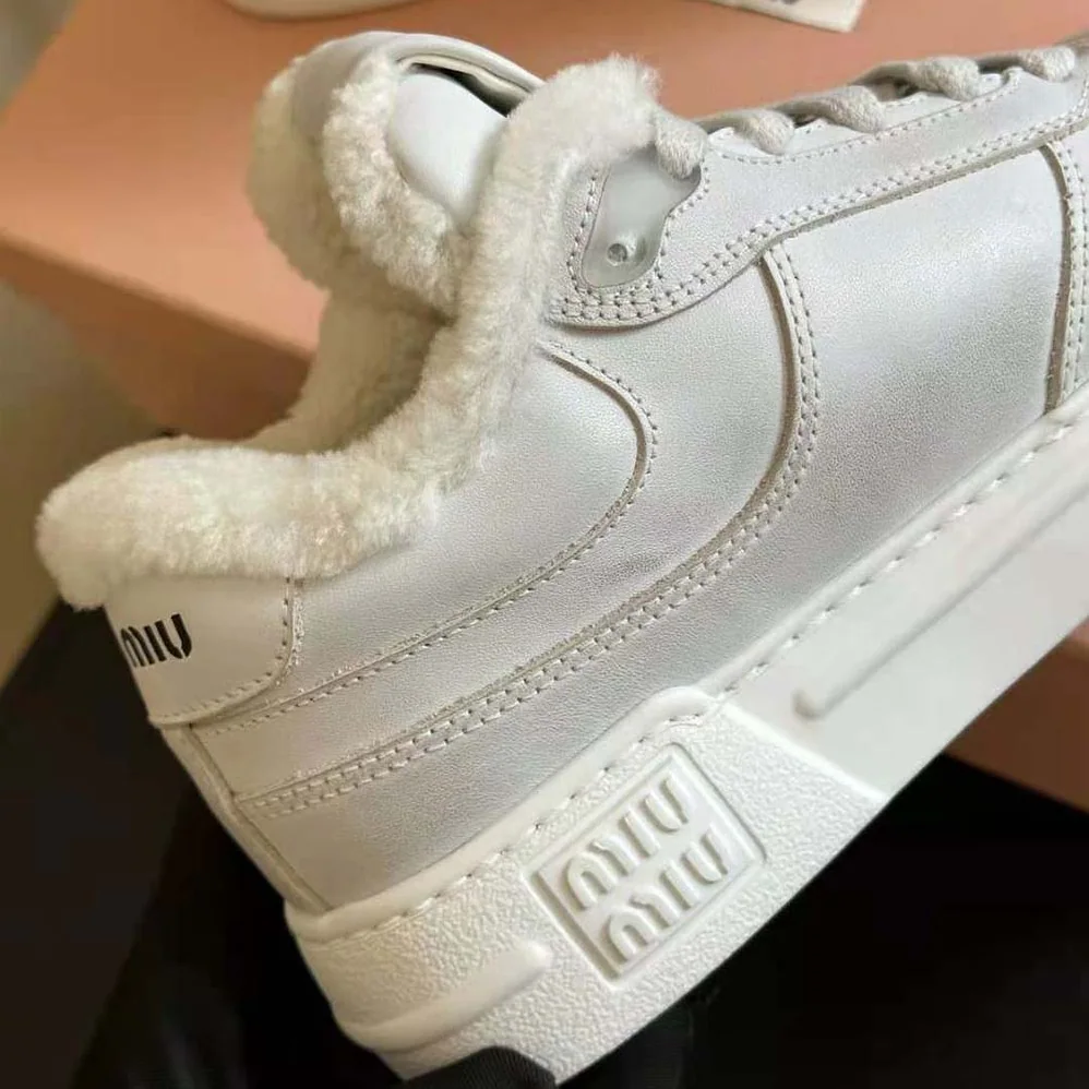 Miu Miu Bleached Leather Sneakers in EVA Sole with Logo for Women Miu Miu Bleached Leather Sneakers in EVA Sole with Logo for Women