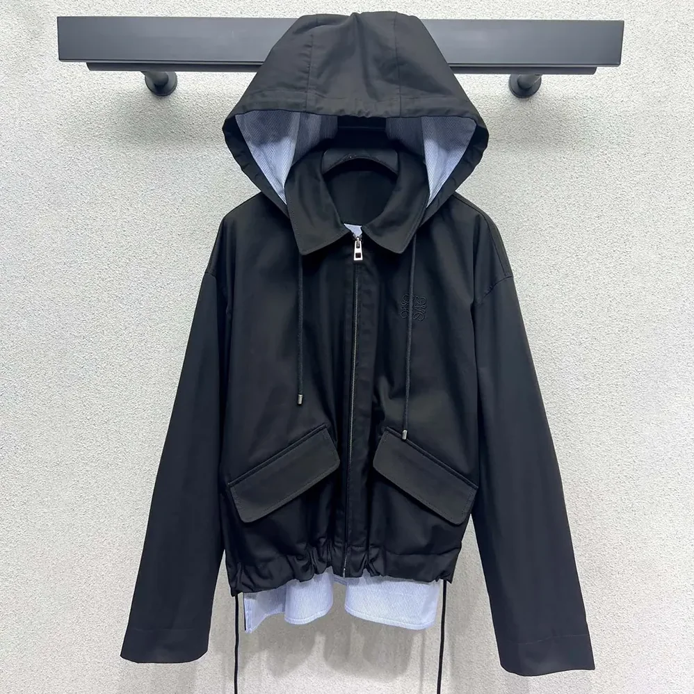 Loewe Hooded Parka in Cotton for Men in Black