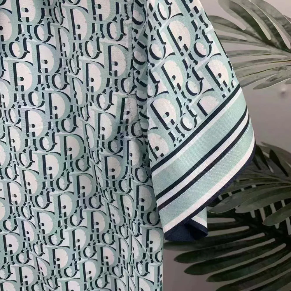 Dior Chez Moi Short-Sleeved Shirt White Dior Oblique Silk Twill for Men