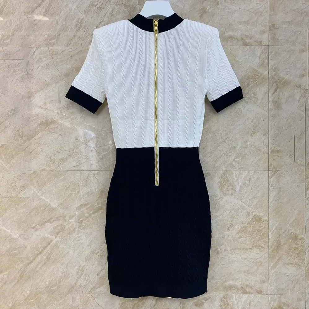 Balmain Two-Tone Cable for Women in Knit Bodycon Dress Balmain Two-Tone Cable for Women in Knit Bodycon Dress