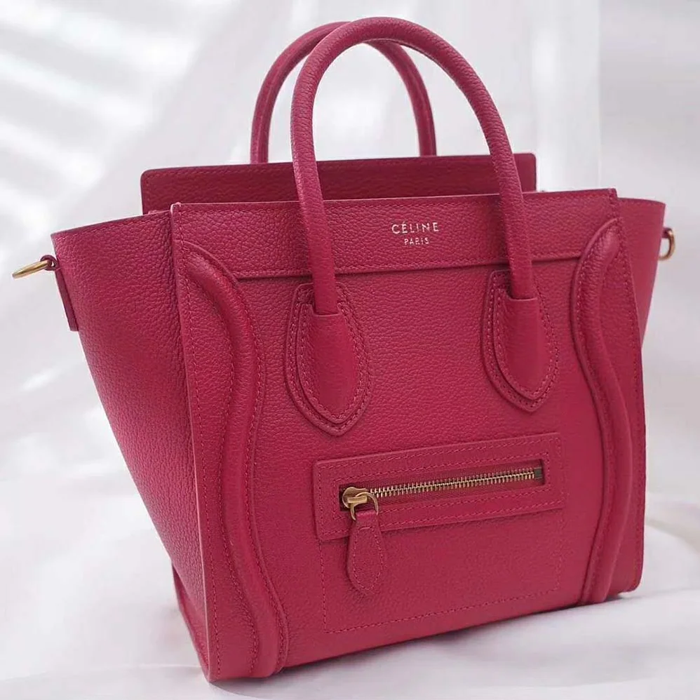 Celine Nano Luggage Bag in Drummed Calfskin for Women in Rose Celine Nano Luggage Bag in Drummed Calfskin for Women in Rose