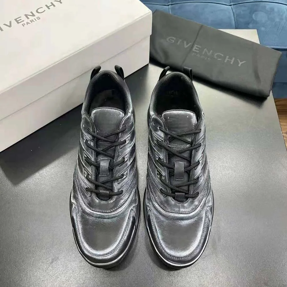 Givenchy Giv 1 Sneakers in Leather with Tag Effect Prints for Men in Black