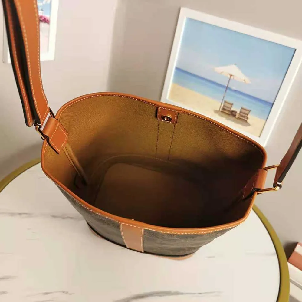 Celine Small Bucket in Triomphe Canvas for Women in Brown Celine Small Bucket in Triomphe Canvas for Women in Brown