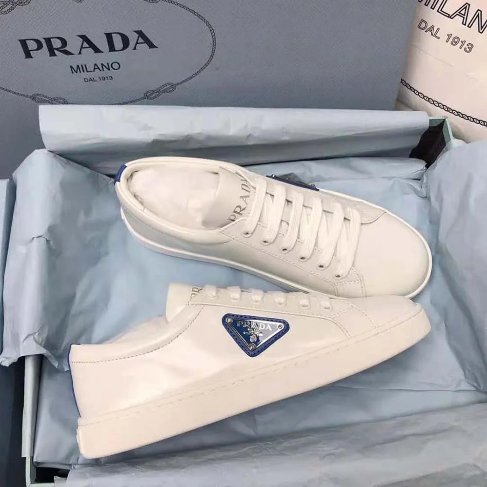 Prada Brushed Leather Sneakers for Men in Blue Prada Brushed Leather Sneakers for Men in Blue