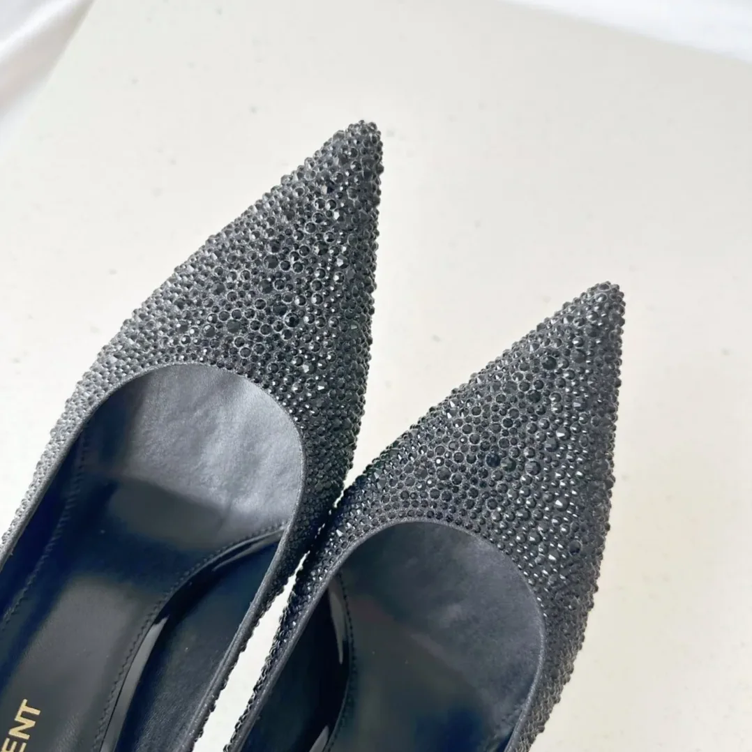 Saint Laurent Opyum Pumps In Rhinestones Black