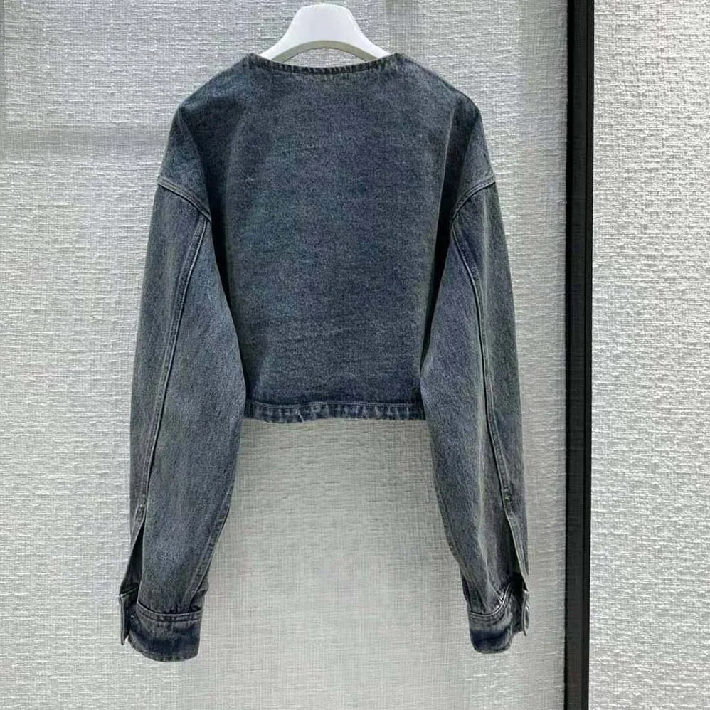 Prada Denim Blouson Jacket with Triangle Logo for Women Prada Denim Blouson Jacket with Triangle Logo for Women