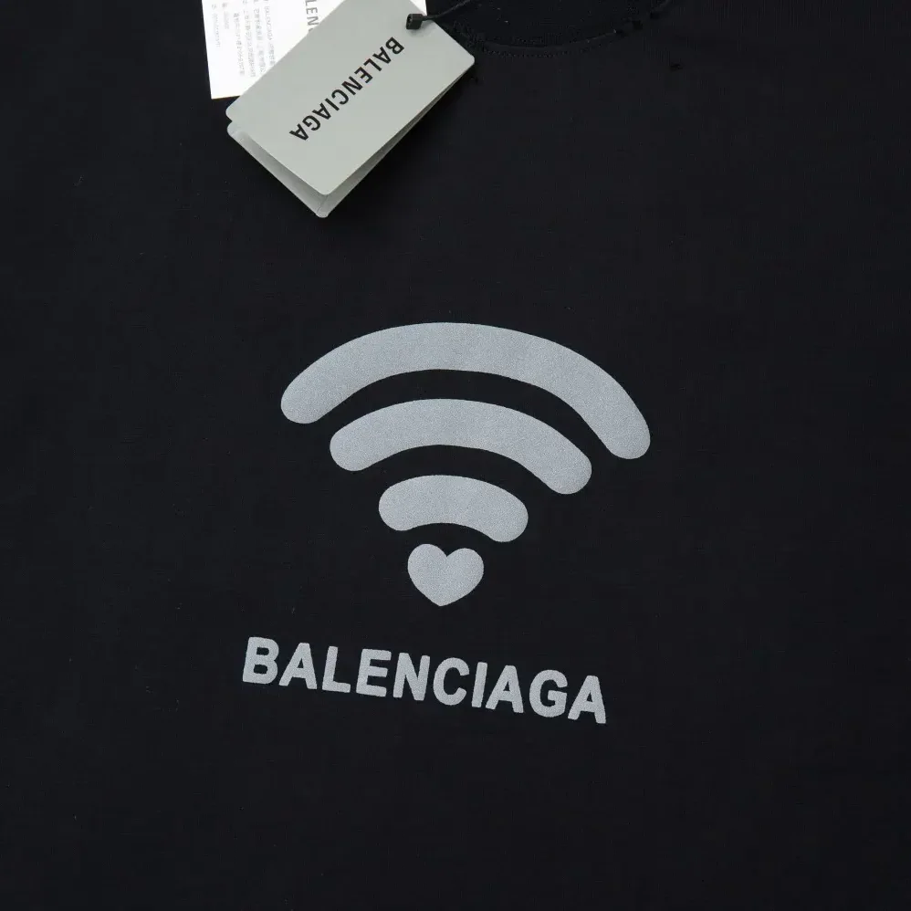 Balenciaga Lo_ve T-Shirt Medium Fit Black and Dark Grey Vintage Jersey for Men