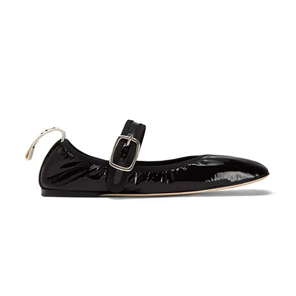 Loewe Babies Ballerina in Calfskin Leather with Loewe Jacquard Grosgrain Detail for Women in Black Loewe Babies Ballerina in Calfskin Leather with Loewe Jacquard Grosgrain Detail for Women in Black