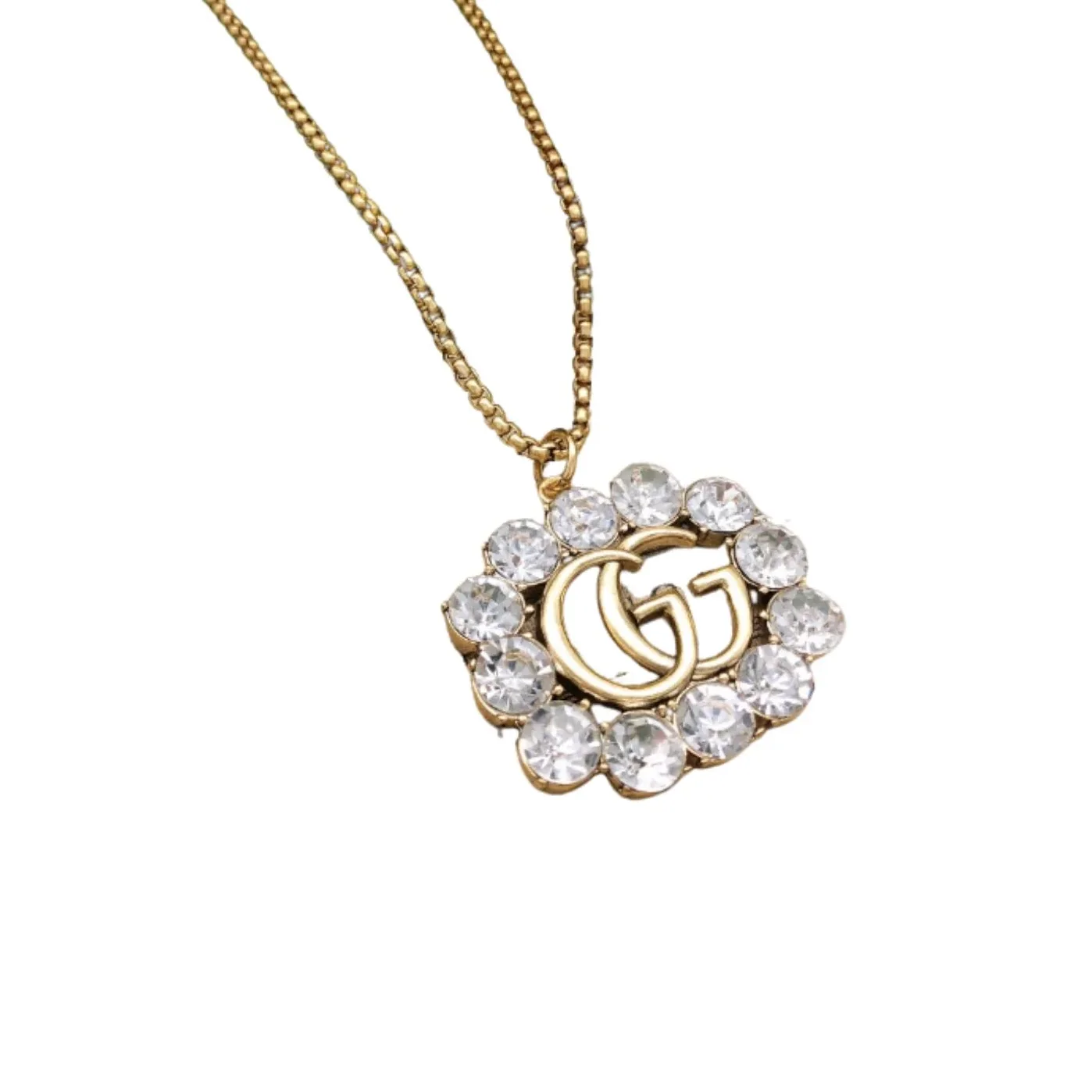 Square Crystal Necklace Gold