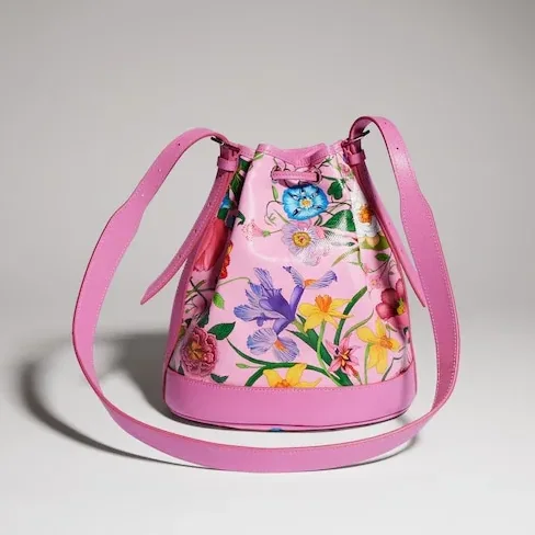 Gucci Venice Small Bucket Bag / Pink/ Multicolor Gucci Flora Coated Canvas Palladium Hardware