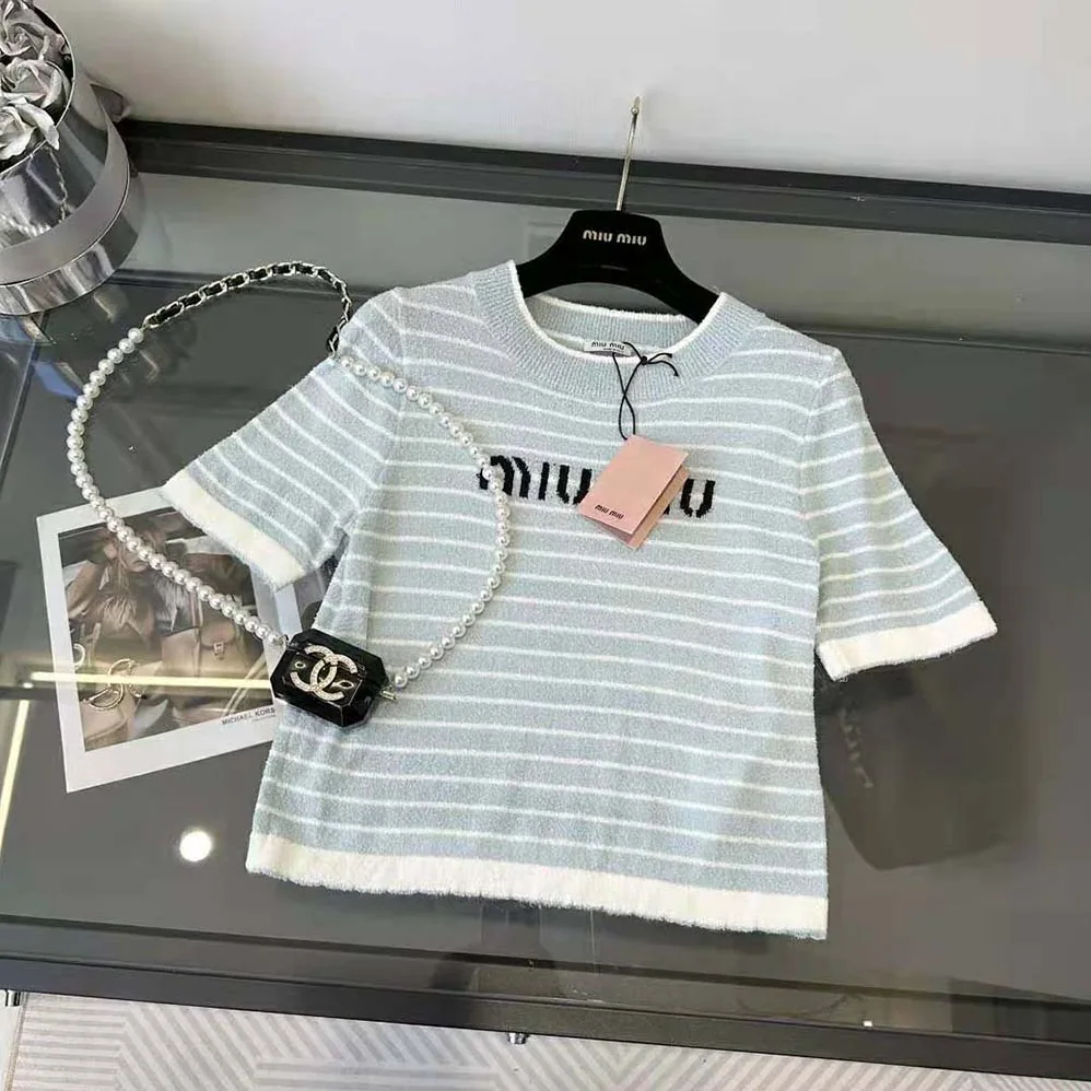 Miu Miu Bouclé Cotton Crew for Women in Neck Sweater Miu Miu Bouclé Cotton Crew for Women in Neck Sweater