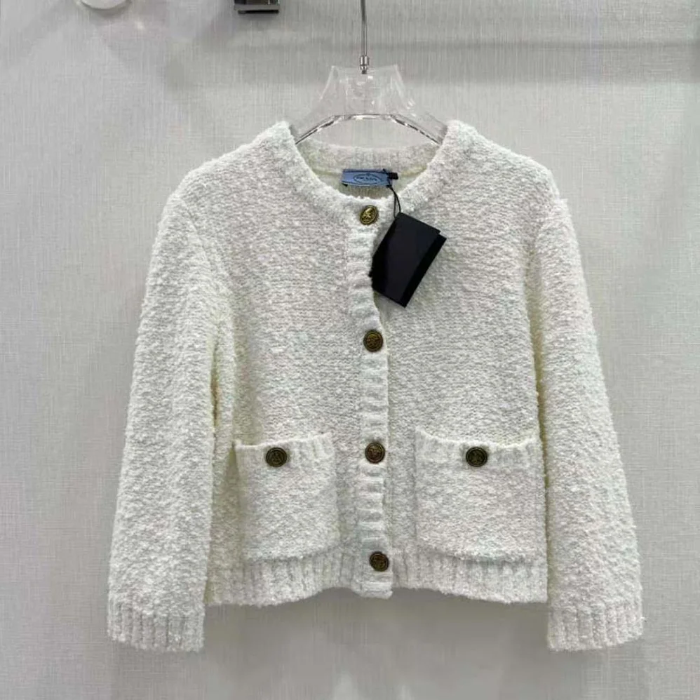Prada Bouclé Mohair Cardigan for Women in White