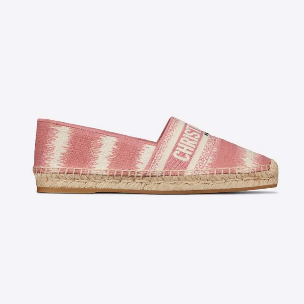 Dior Granville Eespadrille Dark Nude D for Women in Stripes Embroidered Cotton