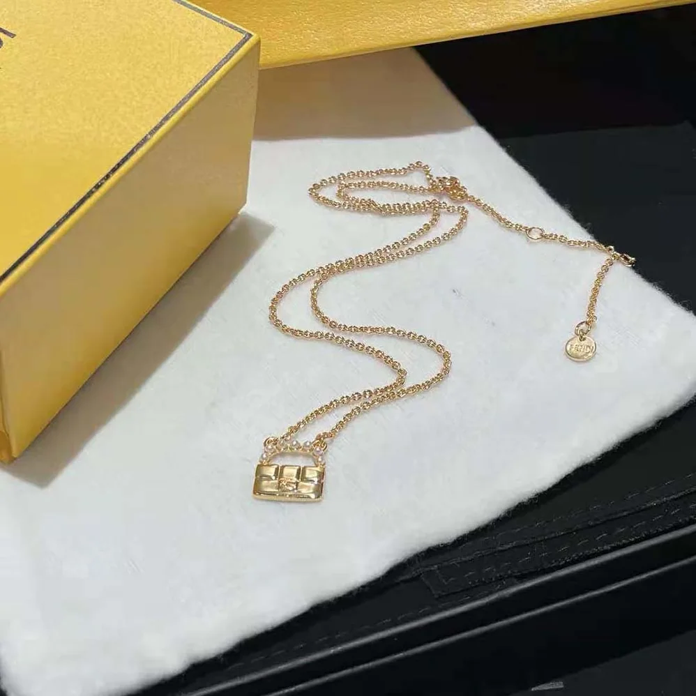 Fendi Baguette Necklace Gold for Women in Colored