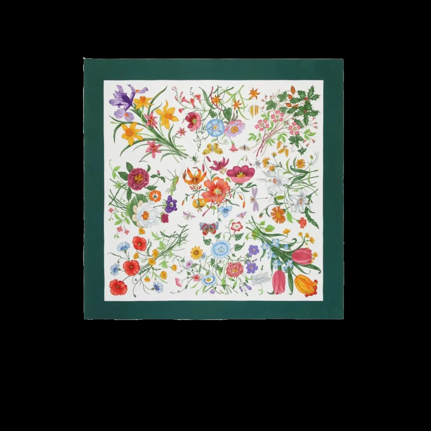 Gucci Printed Silk Twill Carre Scarf Green