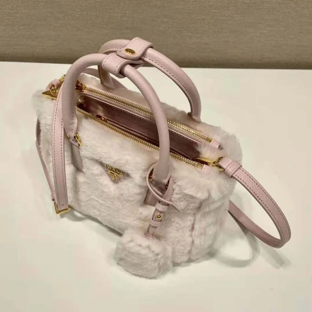 Prada Prada Galleria Shearling Mini-Bag for Women in Pink Prada Prada Galleria Shearling Mini-Bag for Women in Pink