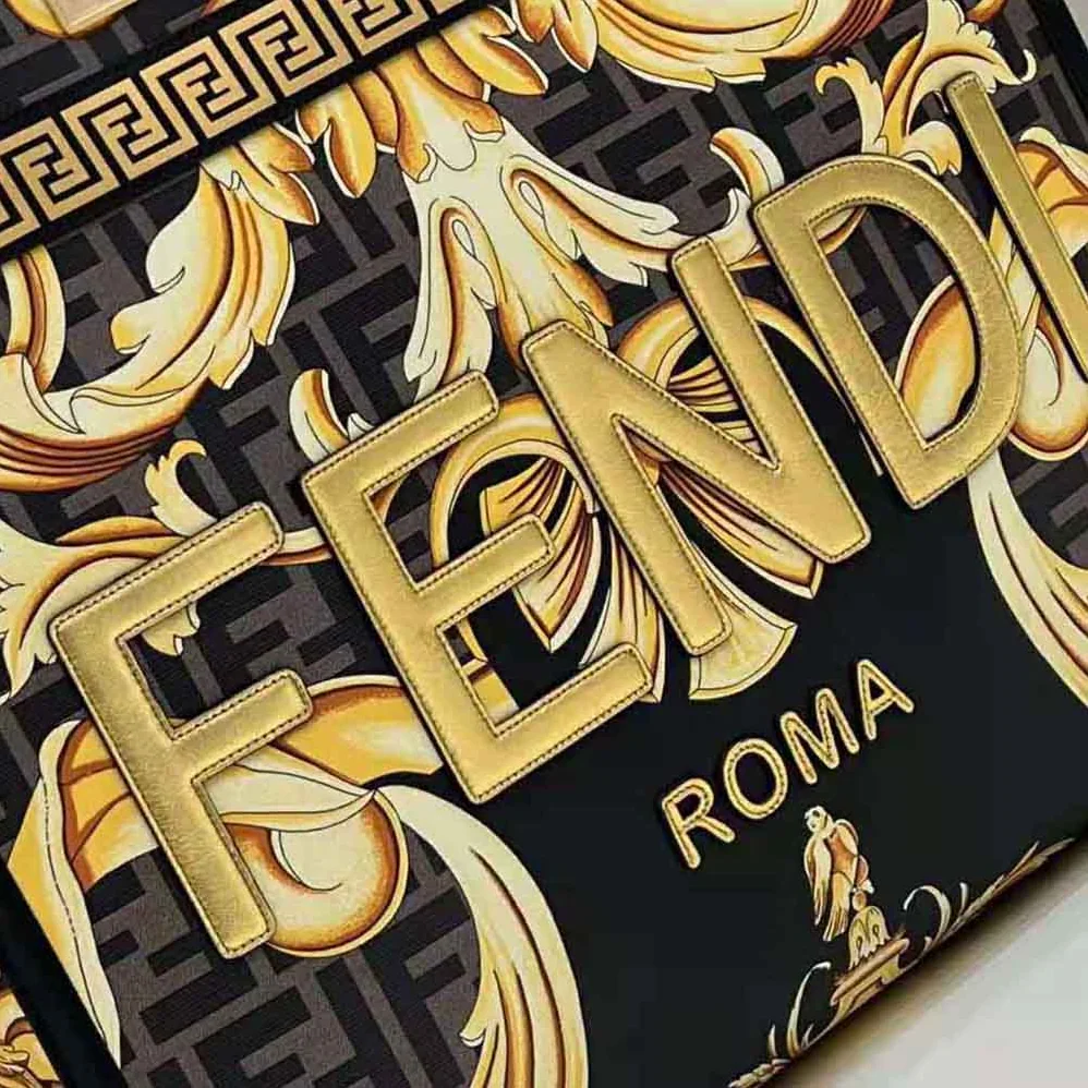 Fendi Sunshine Medium Fendace Printed FF Leather Shopper for Women Fendi Sunshine Medium Fendace Printed FF Leather Shopper for Women
