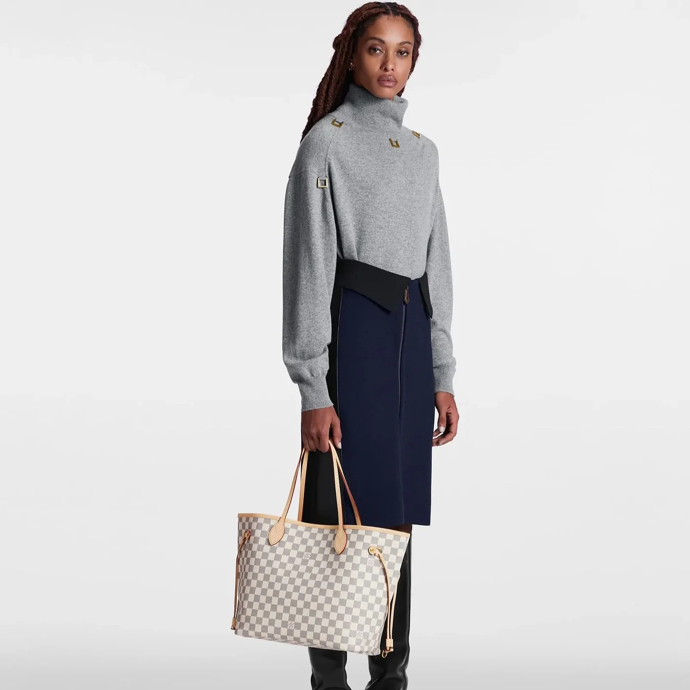 Louis Vuitton Neverfull MM Tote Bag / Rose Ballerine Pink Damier Azur Canvas Louis Vuitton Neverfull MM Tote Bag / Rose Ballerine Pink Damier Azur Canvas