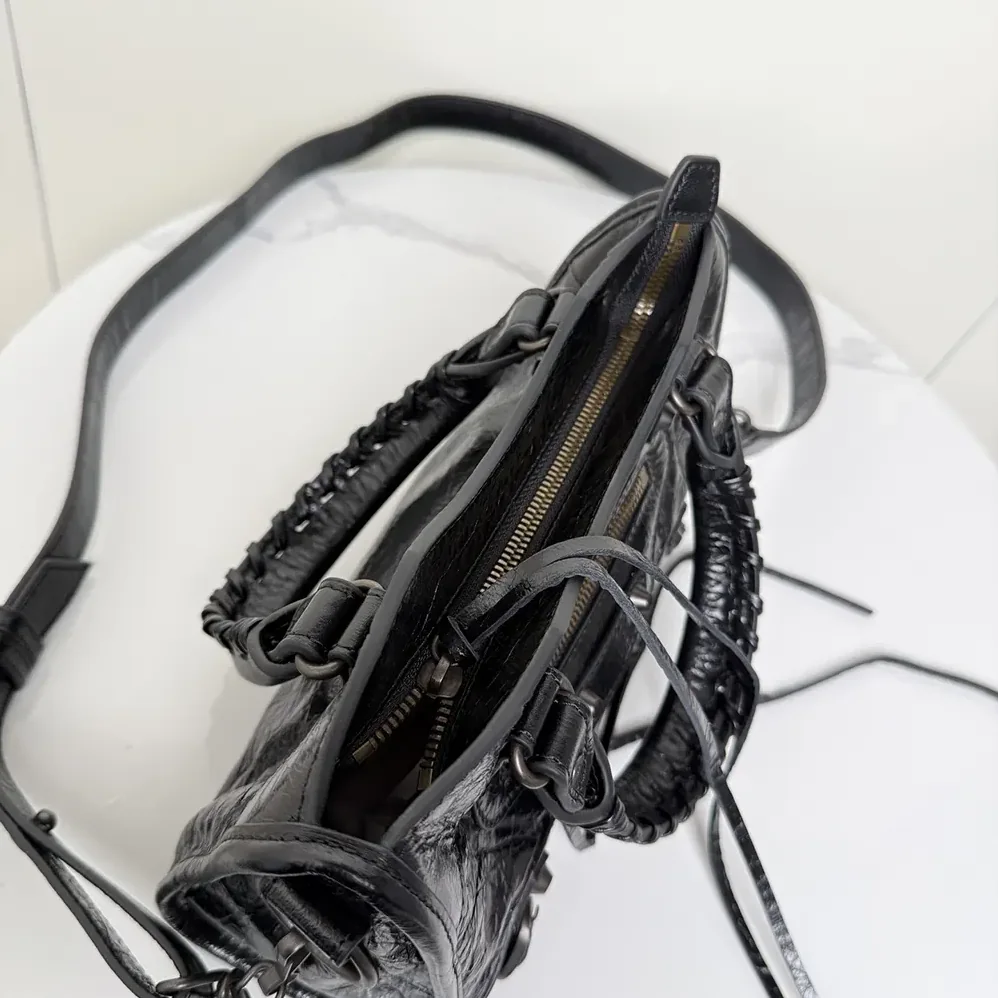 Balenciaga Le City Bag Mini in Black Arena Lambskin Brass Hardware for Women
