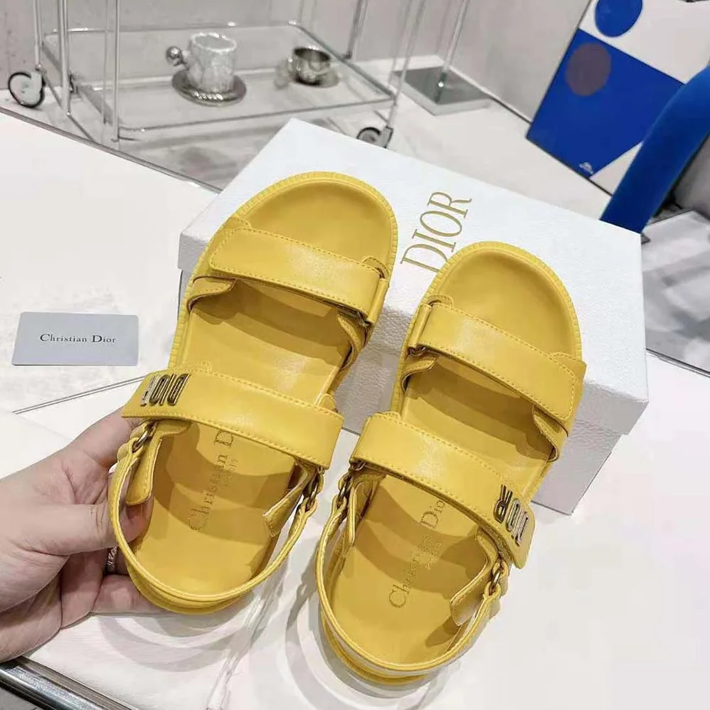 Dior Dioract Sandal Mustard Yellow Lambskin for Women Dior Dioract Sandal Mustard Yellow Lambskin for Women