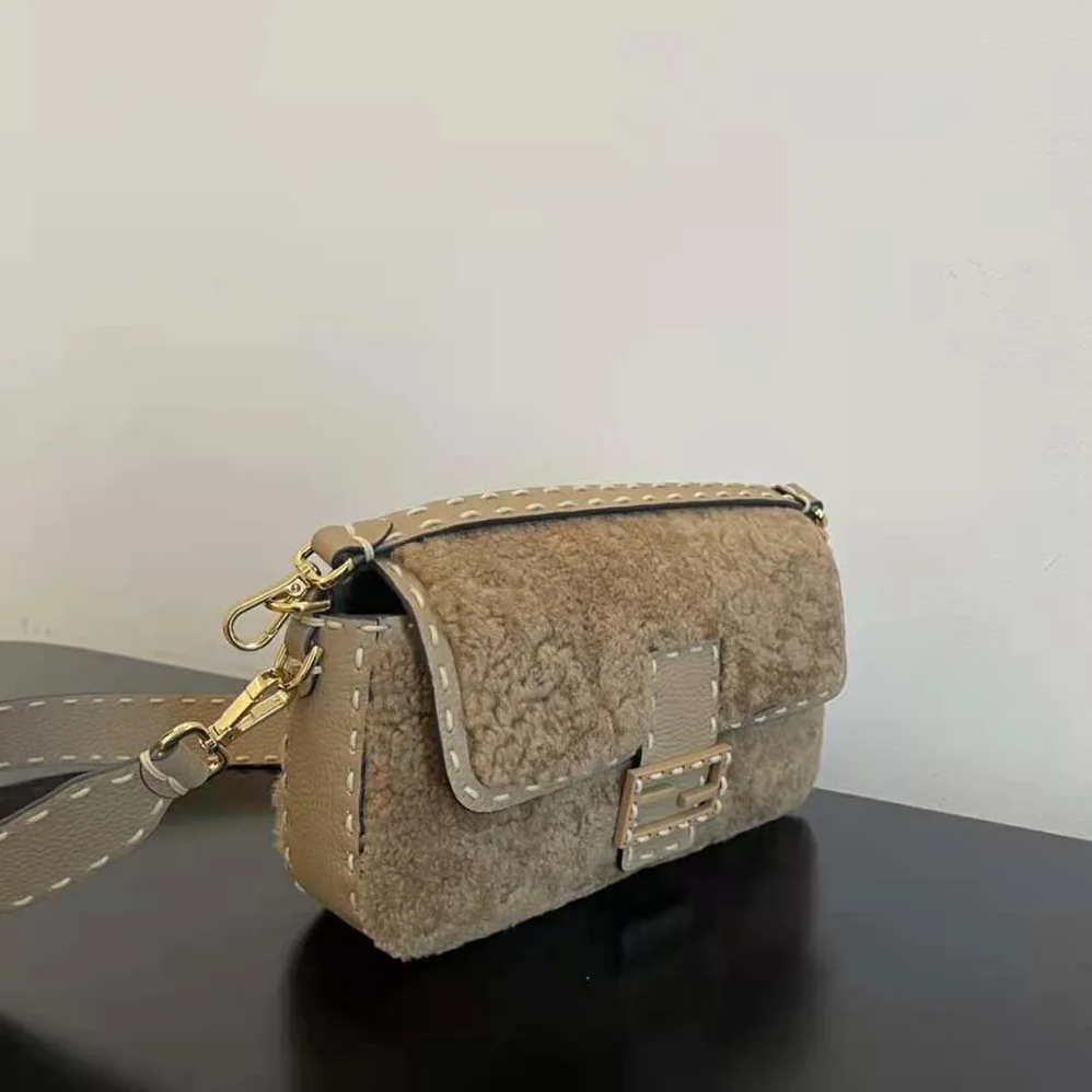 Fendi Baguette Beige Sheepskin Bag for Women